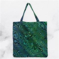 Emerald Green Blue Marbled Color Grocery Tote Bag by SpinnyChairDesigns