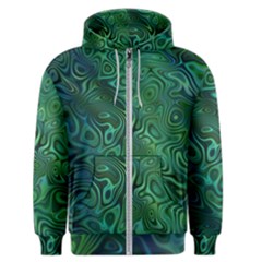 Emerald Green Blue Marbled Color Men s Zipper Hoodie by SpinnyChairDesigns