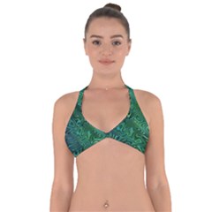 Emerald Green Blue Marbled Color Halter Neck Bikini Top by SpinnyChairDesigns