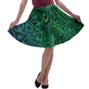 Emerald Green Blue Marbled Color A-line Skater Skirt View1