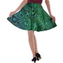 Emerald Green Blue Marbled Color A-line Skater Skirt View2