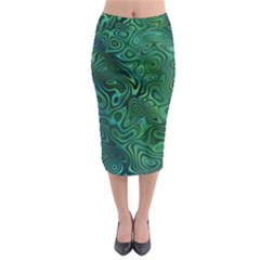 Emerald Green Blue Marbled Color Midi Pencil Skirt by SpinnyChairDesigns