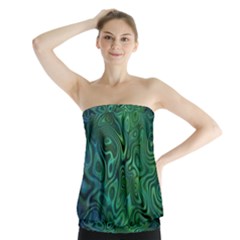 Emerald Green Blue Marbled Color Strapless Top by SpinnyChairDesigns