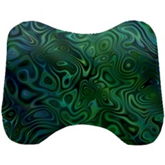 Emerald Green Blue Marbled Color Head Support Cushion by SpinnyChairDesigns