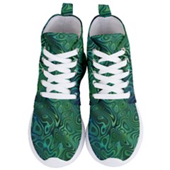 Emerald Green Blue Marbled Color Women s Lightweight High Top Sneakers by SpinnyChairDesigns