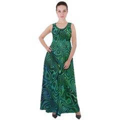 Emerald Green Blue Marbled Color Empire Waist Velour Maxi Dress by SpinnyChairDesigns