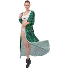 Emerald Green Blue Marbled Color Maxi Chiffon Beach Wrap by SpinnyChairDesigns