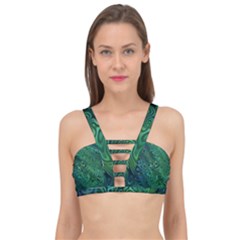 Emerald Green Blue Marbled Color Cage Up Bikini Top by SpinnyChairDesigns