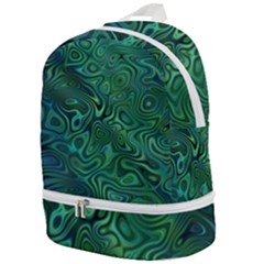 Emerald Green Blue Marbled Color Zip Bottom Backpack by SpinnyChairDesigns