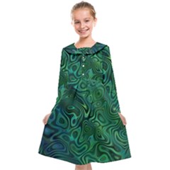 Emerald Green Blue Marbled Color Kids  Midi Sailor Dress by SpinnyChairDesigns