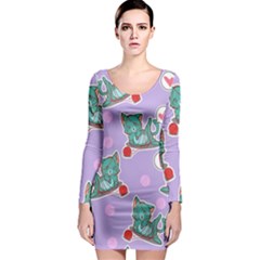 Playing Cats Long Sleeve Bodycon Dress by Sobalvarro