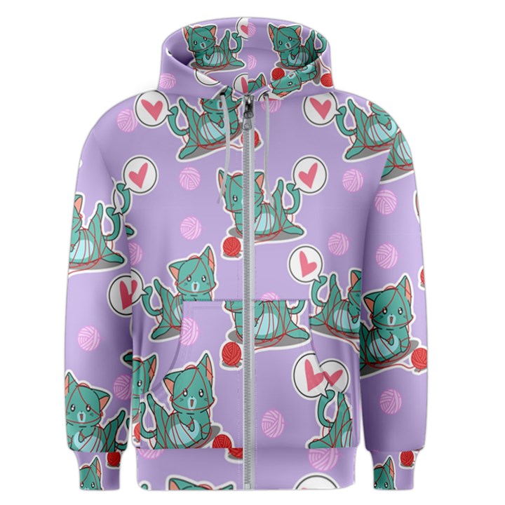 Playing cats Men s Zipper Hoodie