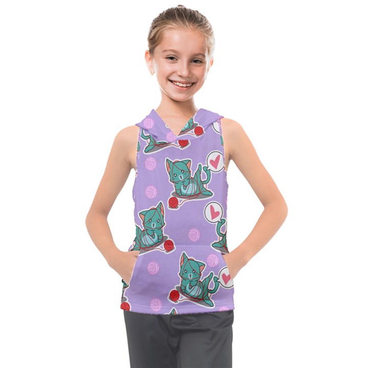 Playing cats Kids  Sleeveless Hoodie