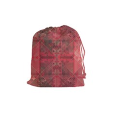 Indian Red Color Geometric Diamonds Drawstring Pouch (medium) by SpinnyChairDesigns