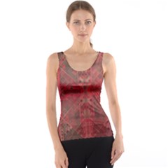 Indian Red Color Geometric Diamonds Tank Top by SpinnyChairDesigns