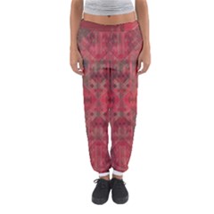 Indian Red Color Geometric Diamonds Women s Jogger Sweatpants by SpinnyChairDesigns