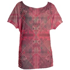 Indian Red Color Geometric Diamonds Women s Oversized Tee by SpinnyChairDesigns