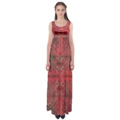 Indian Red Color Geometric Diamonds Empire Waist Maxi Dress by SpinnyChairDesigns