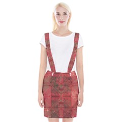 Indian Red Color Geometric Diamonds Braces Suspender Skirt by SpinnyChairDesigns