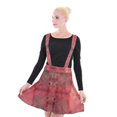 Indian Red Color Geometric Diamonds Suspender Skater Skirt by SpinnyChairDesigns