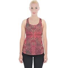 Indian Red Color Geometric Diamonds Piece Up Tank Top by SpinnyChairDesigns