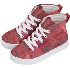 Indian Red Color Geometric Diamonds Kids  Hi-top Skate Sneakers by SpinnyChairDesigns