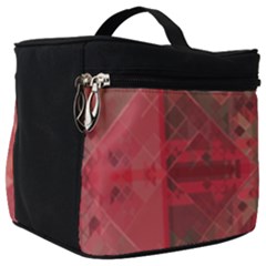 Indian Red Color Geometric Diamonds Make Up Travel Bag (big) by SpinnyChairDesigns