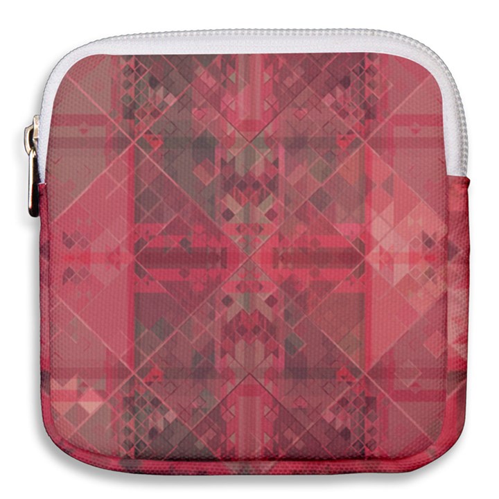 Indian Red Color Geometric Diamonds Mini Square Pouch