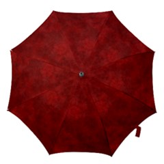 Scarlet Red Velvet Color Faux Texture Hook Handle Umbrellas (small) by SpinnyChairDesigns