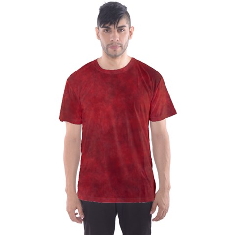 Scarlet Red Velvet Color Faux Texture Men s Sport Mesh Tee by SpinnyChairDesigns