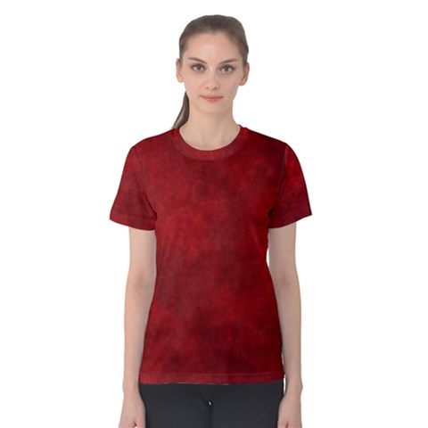 Scarlet Red Velvet Color Faux Texture Women s Cotton Tee by SpinnyChairDesigns