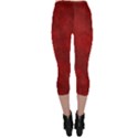 Scarlet Red Velvet Color Faux Texture Capri Leggings  View2