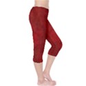 Scarlet Red Velvet Color Faux Texture Capri Leggings  View4