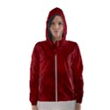 Scarlet Red Velvet Color Faux Texture Women s Hooded Windbreaker View1