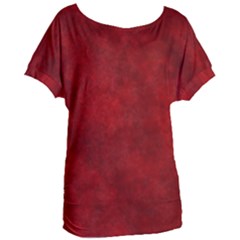 Scarlet Red Velvet Color Faux Texture Women s Oversized Tee by SpinnyChairDesigns