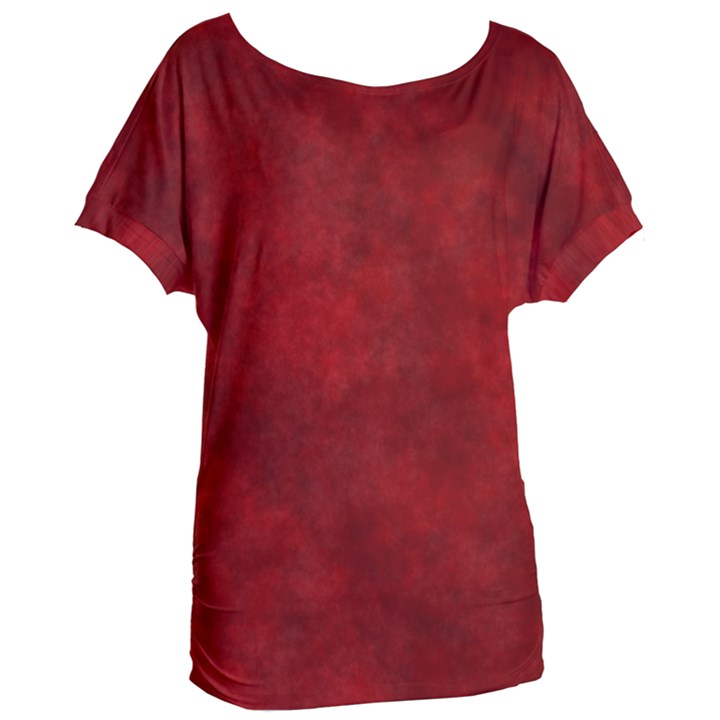 Scarlet Red Velvet Color Faux Texture Women s Oversized Tee