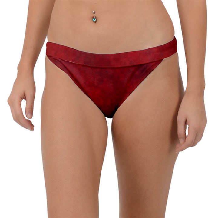 Scarlet Red Velvet Color Faux Texture Band Bikini Bottom