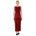 Scarlet Red Velvet Color Faux Texture Fitted Maxi Dress View2