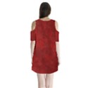 Scarlet Red Velvet Color Faux Texture Shoulder Cutout Velvet One Piece View2