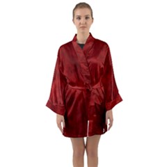 Scarlet Red Velvet Color Faux Texture Long Sleeve Satin Kimono by SpinnyChairDesigns