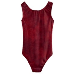 Scarlet Red Velvet Color Faux Texture Kids  Cut-out Back One Piece Swimsuit by SpinnyChairDesigns