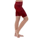 Scarlet Red Velvet Color Faux Texture Kids  Lightweight Velour Cropped Yoga Leggings View3