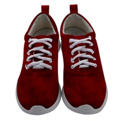 Scarlet Red Velvet Color Faux Texture Athletic Shoes by SpinnyChairDesigns