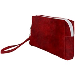 Scarlet Red Velvet Color Faux Texture Wristlet Pouch Bag (small) by SpinnyChairDesigns