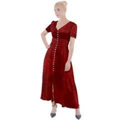 Scarlet Red Velvet Color Faux Texture Button Up Short Sleeve Maxi Dress by SpinnyChairDesigns