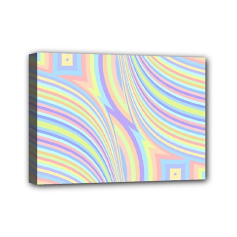 Pastel Color Stripes  Mini Canvas 7  X 5  (stretched) by SpinnyChairDesigns