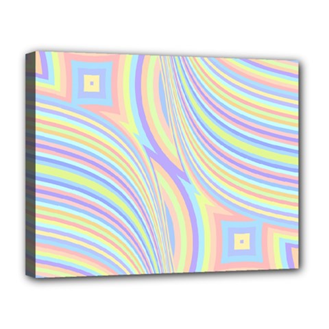 Pastel Color Stripes  Canvas 14  X 11  (stretched) by SpinnyChairDesigns