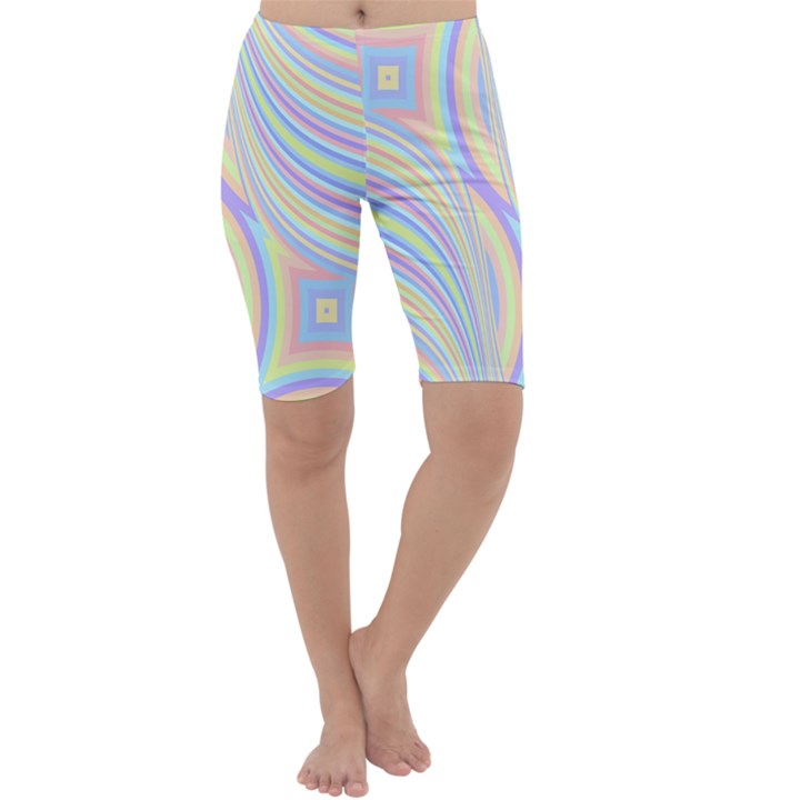 Pastel Color Stripes  Cropped Leggings 