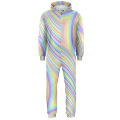 Pastel Color Stripes  Hooded Jumpsuit (men)  by SpinnyChairDesigns