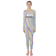 Pastel Color Stripes  Long Sleeve Catsuit by SpinnyChairDesigns